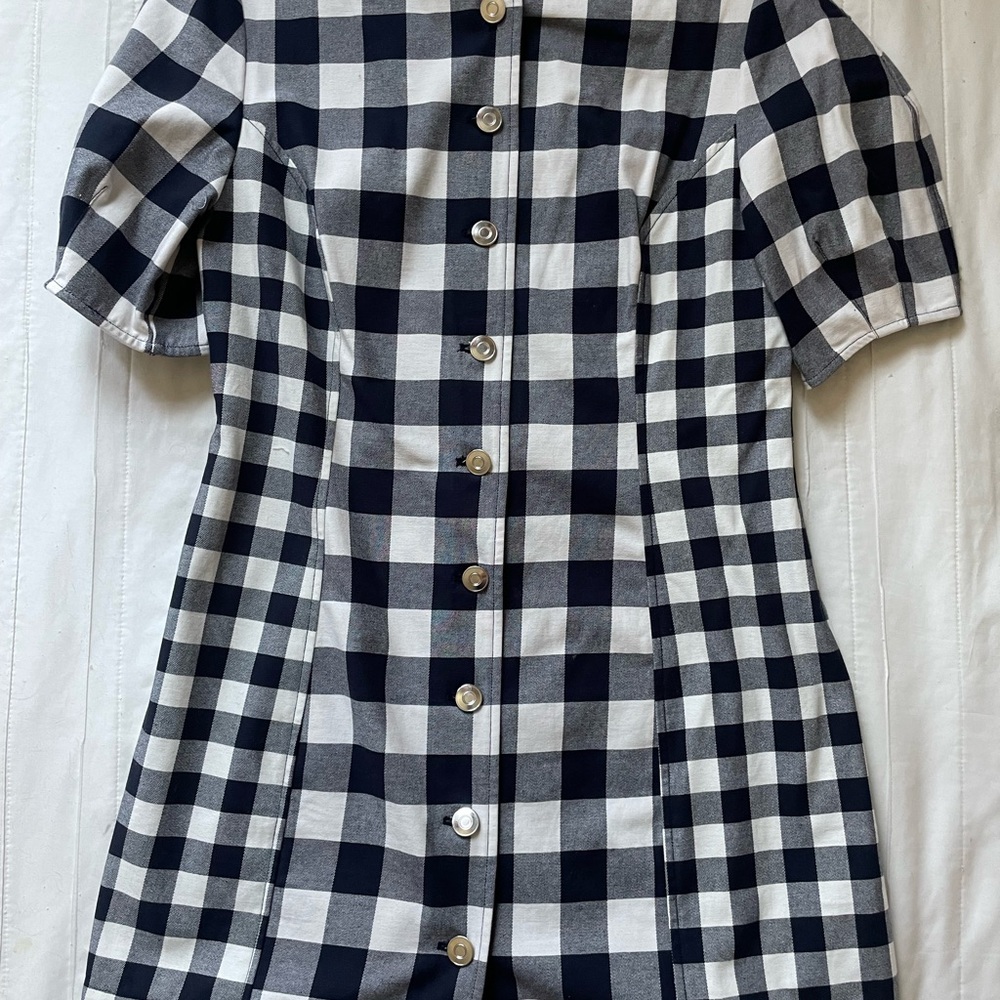Anthropologie ALIGNE navy and white gingham dress